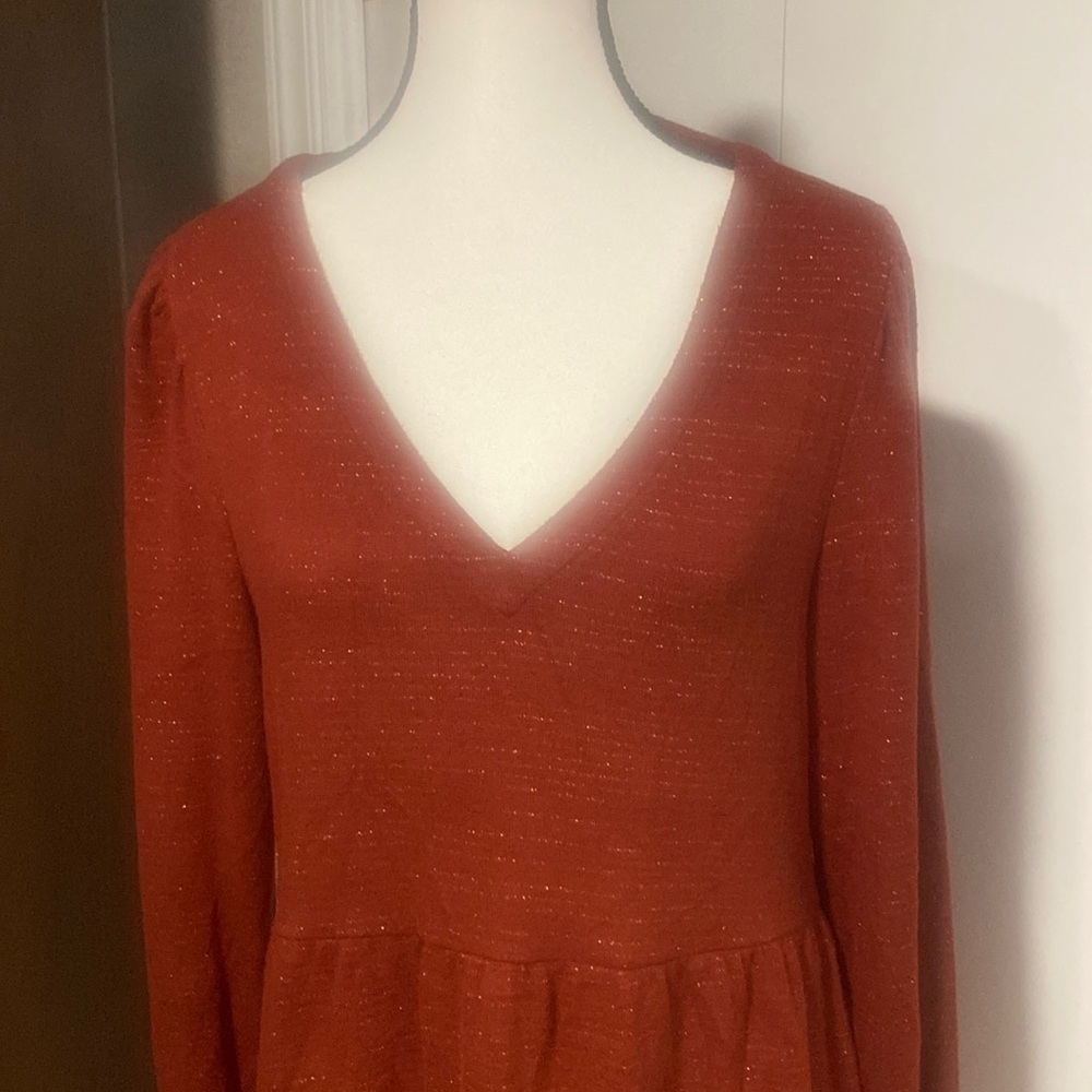 Loft Drop Waist Tunic Dress - Rust - Picture 2 of 8
